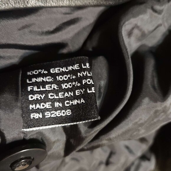 Junction West 100% leather jacket Men's large Black lined Winter fall Buttons - Picture 8 of 16